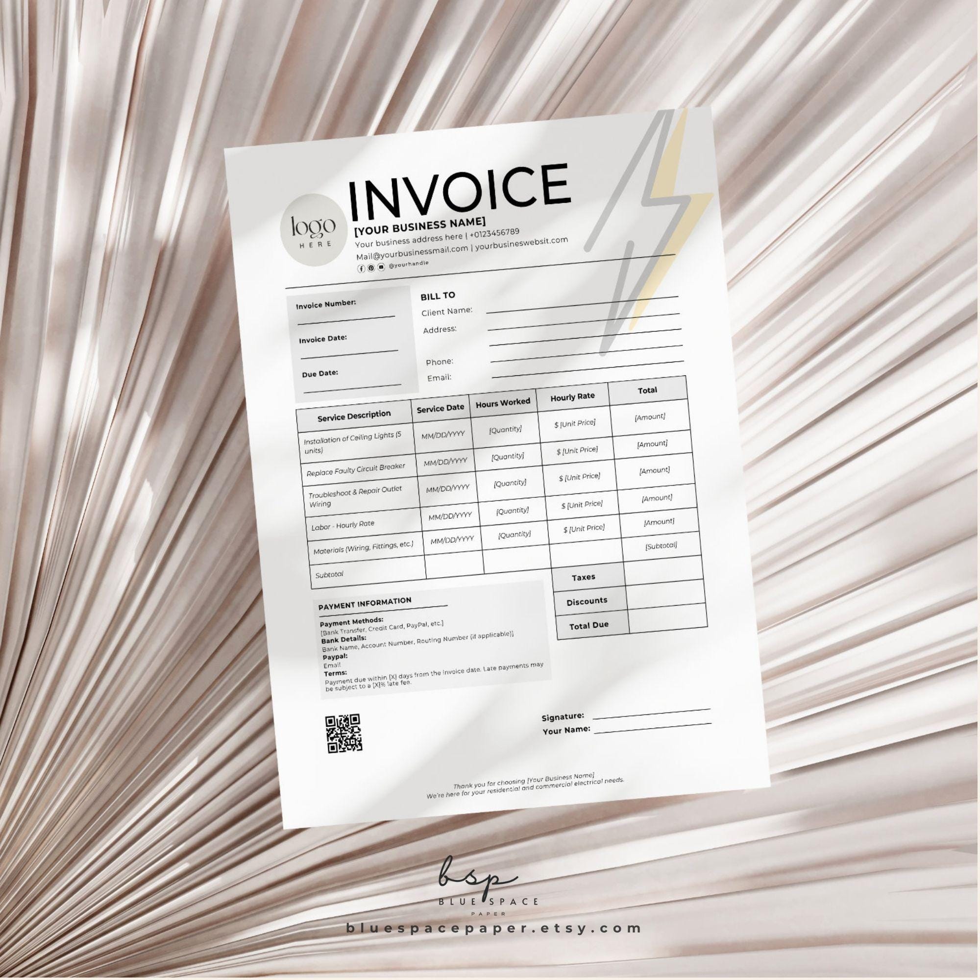 Electrical Contractor Invoice Template, Construction Invoice Template ...
