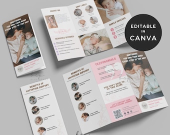 Lactation Consultant Brochure, Childbirth Education Course Flyer Canva Template, Doula Marketing Material, Postpartum Information Pamphlet