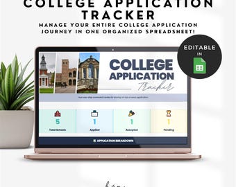 College Application Tracker Google Sheet, Scholarship Application Planner Spreadsheet, University Admission Tracker, School Essay Tracker
