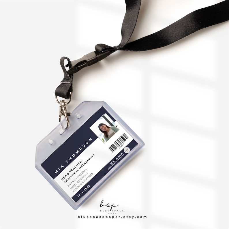 Printable Teacher Id Card, Editable ID Badge, ID Card Template Canva, Customize ID Card ...