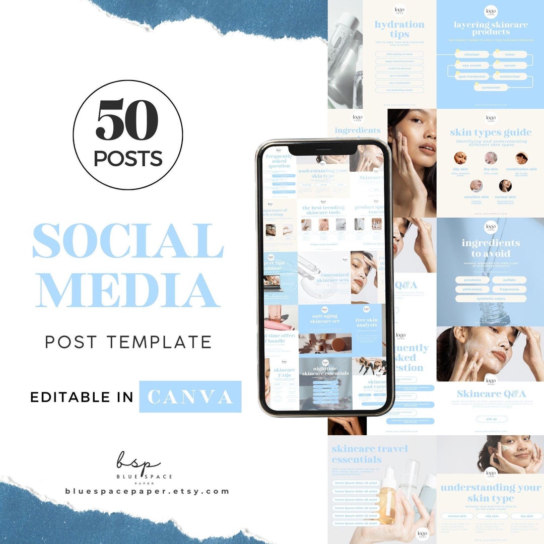 Skin Care Social Media Canva Template, Beauty Instagram Post ...