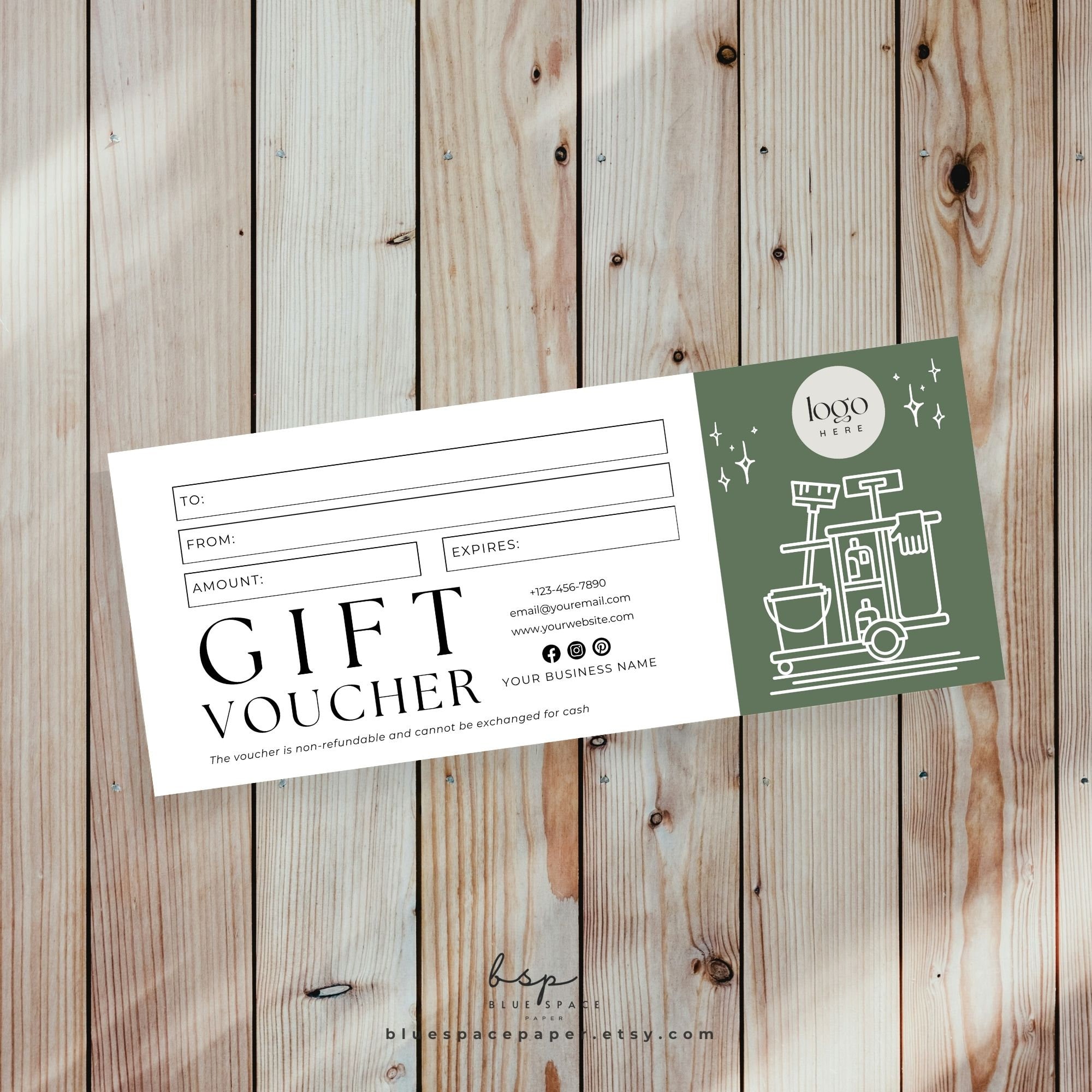 Cleaning Service Gift Certificate Gift Voucher Template Canva House