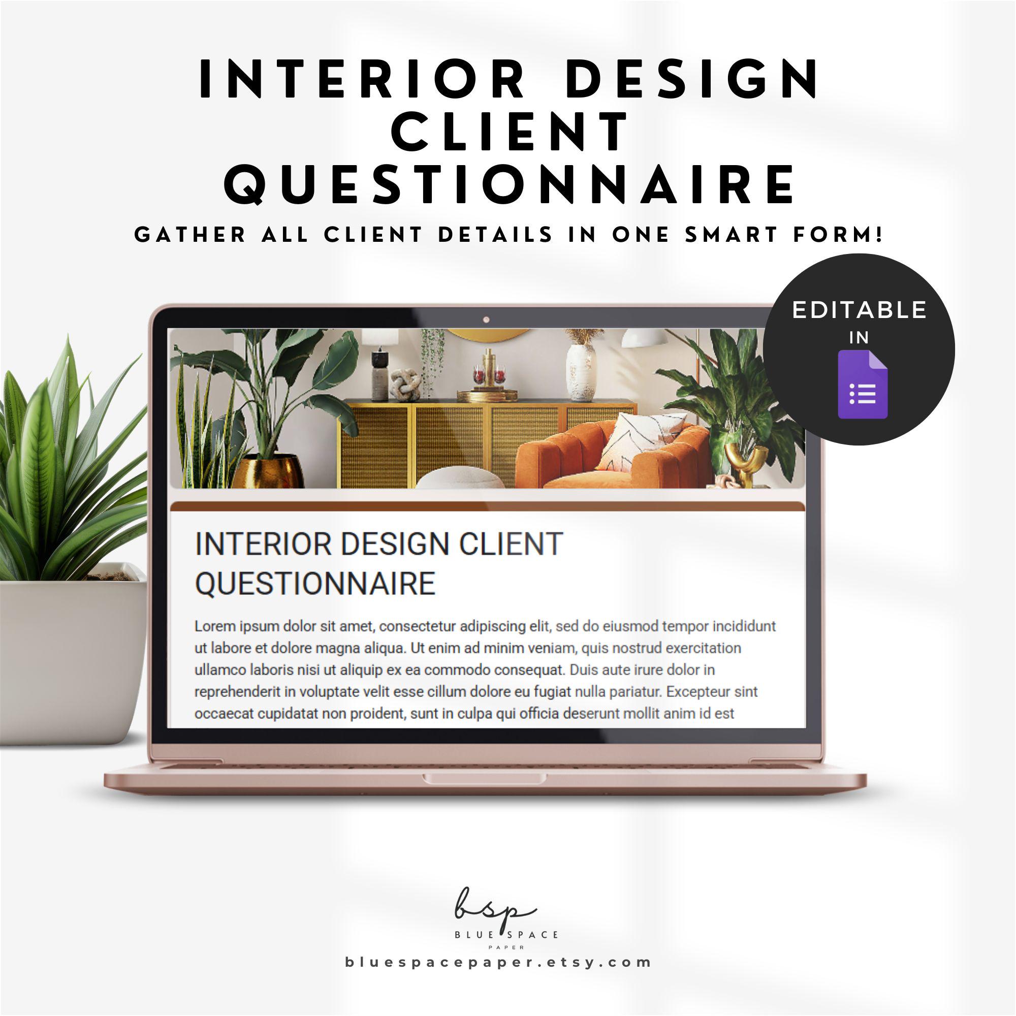 Google Forms Interior Design Questionnaire, Client Onboarding Packet ...