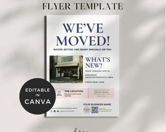 New Location Flyer Canva, New Address Announcement Template, We Have Moved Flyer Template, Grand Opening Leaflet, Business Moving Flyer