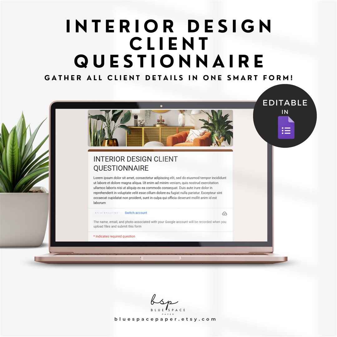 Google Forms Interior Design Questionnaire, Client Onboarding Packet ...