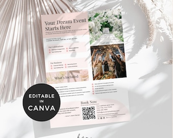 Event Space Rental Flyer, Venue Rental Flyer, Party Rentals Business Template, Wedding Venue Marketing Canva Templates, Business Event Flyer