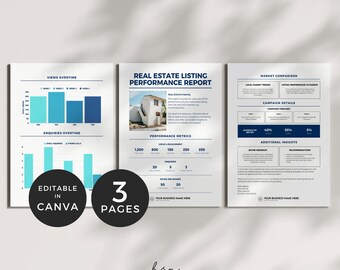 Real Estate Listing Performance Report, Real Estate Agent Marketing Template Canva, Realtor Market Update Template, Listing Update Realtor