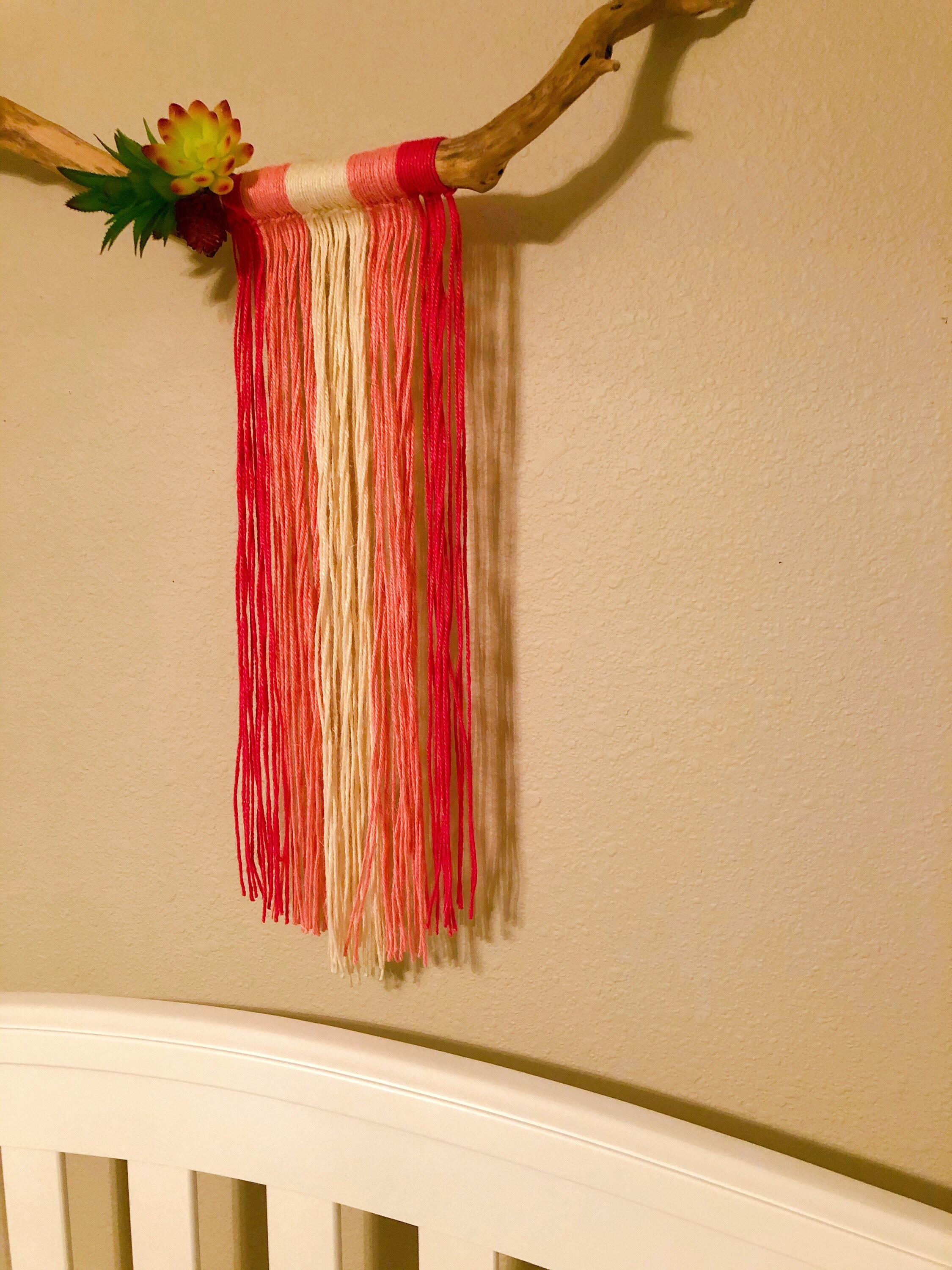 Pink Hanging Macrame Nursery Wall Art Nursery Macrame Etsy