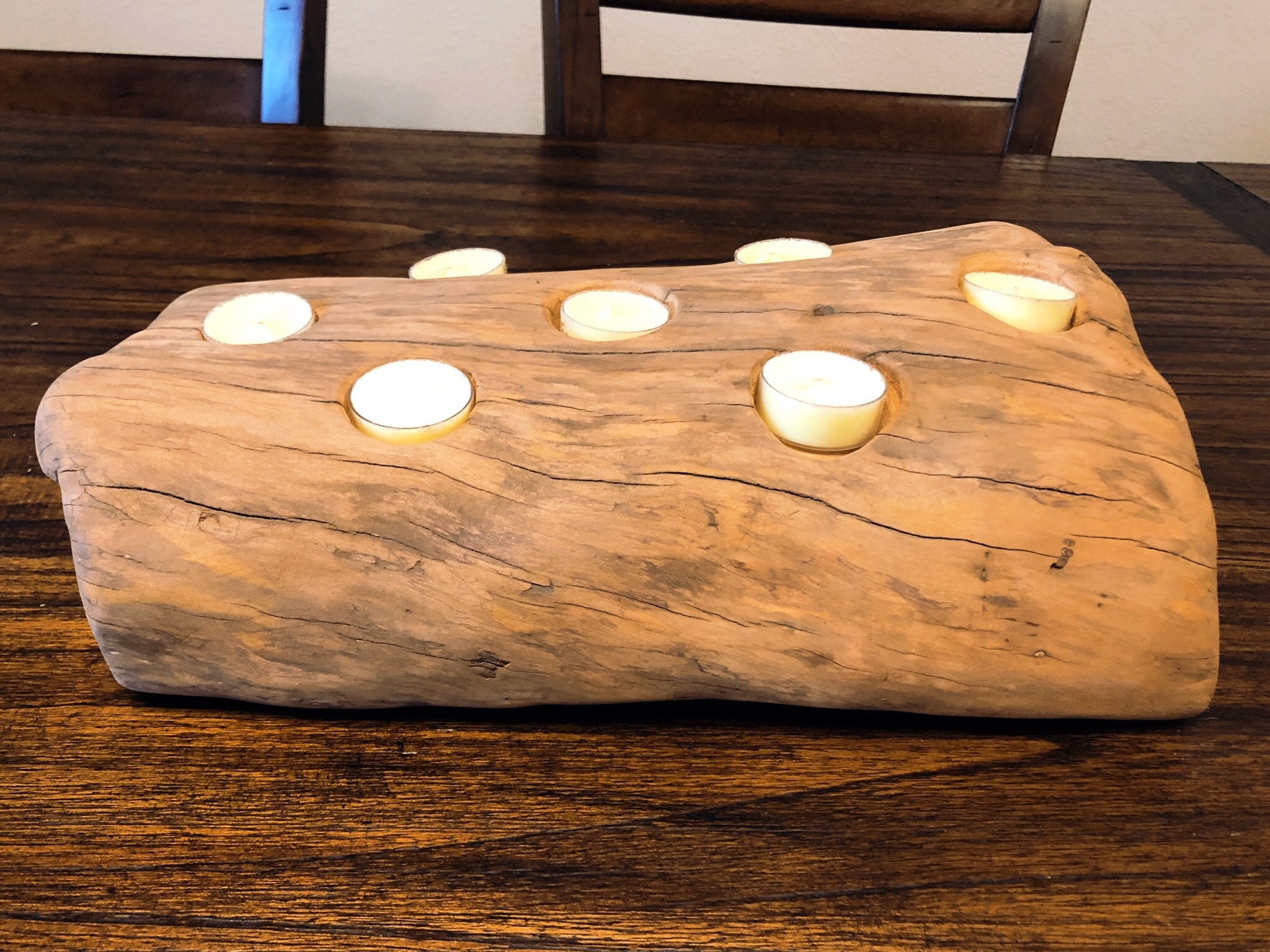 Solid Reclaimed Driftwood Candle Holder Log, Candle Holder, Driftwood