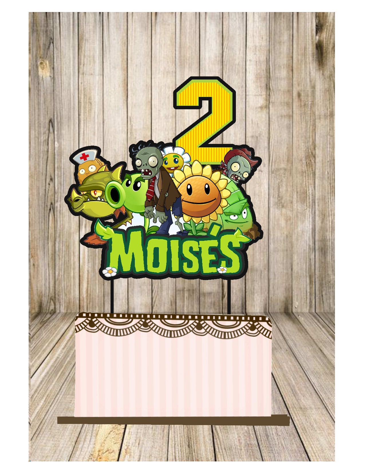 Printable Personalized Plants Vs Zombies Cake Topper digital | Etsy