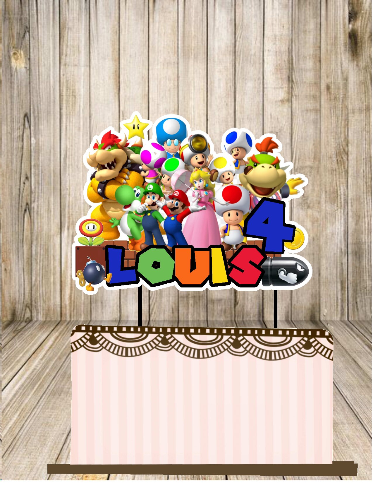 Personalized Printable Super Mario Bros Cake topper digital | Etsy