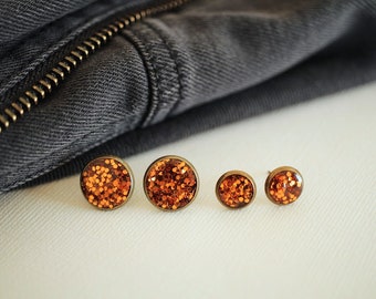 Orange Glitter Stud Earrings - Gifts for Her - Bridesmaid Gift - Confetti - Tennessee - Volunteers - Spring Earrings - Wholesale