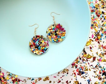 Confetti Earrings - Gifts for Her - Celebration - Party Jewelry - Colorful Jewelry - Coin Earrings - Ladies Night Out - Wholesale