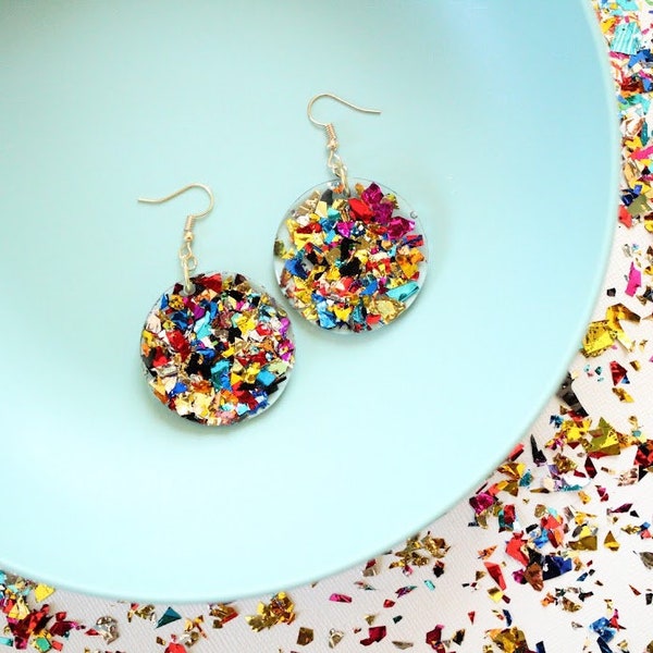 Confetti Earrings - Gifts for Her - Celebration - Party Jewelry - Colorful Jewelry - Coin Earrings - Ladies Night Out - Wholesale
