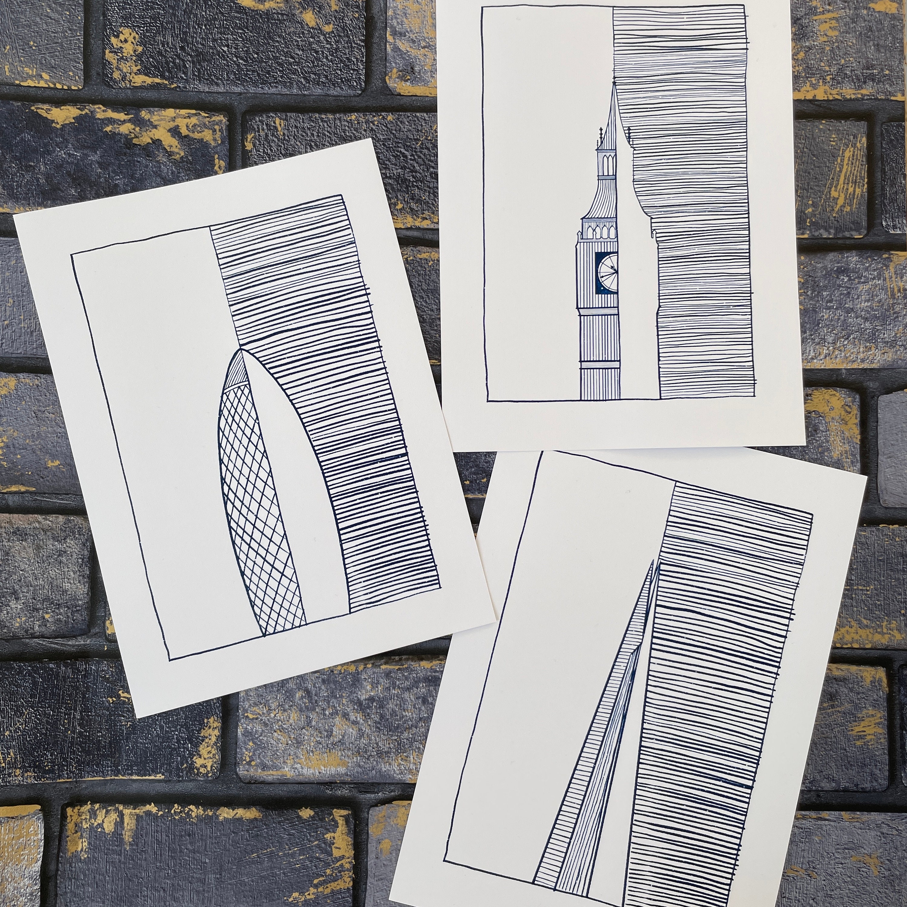 London Skyscrapers Modern Line Art - Print Set of 3 | City Skyscraper ...