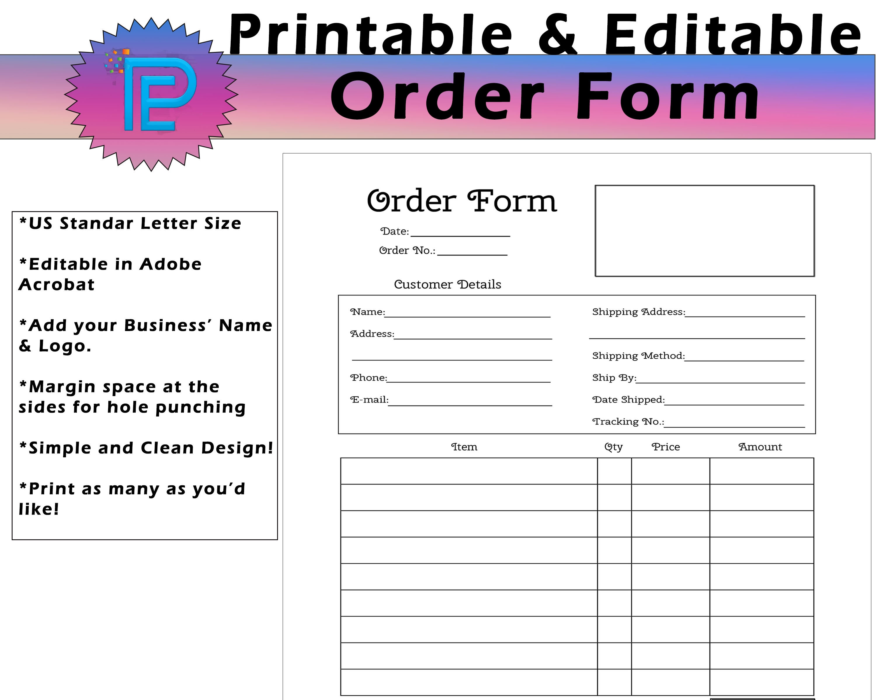 Formulario de pedido imprimible Rastreador de pedidos Etsy España