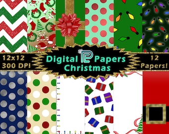 Carta digitale natalizia // Natale // Clipart // Scrapbooking // Sfondo digitale