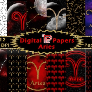 Widder Digitales Papier // Widder Sternzeichen // Widder Clipart // Astrologie
