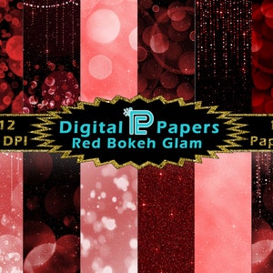 Red Glitter Bokeh Digital Paper // Glam // Digital Background // Glitter Clipart // JPG // Bokeh