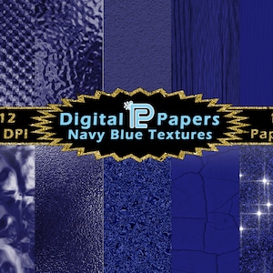Navy Blue Texture Digital Paper Pack // Clipart // Instant Download // Digital Scrapbook