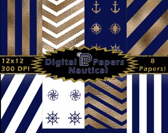 Nautical Digital Paper // Digital Paper // Digital Background // Nautical // JPG // JPEG // Scrapbook Paper // Instant Download
