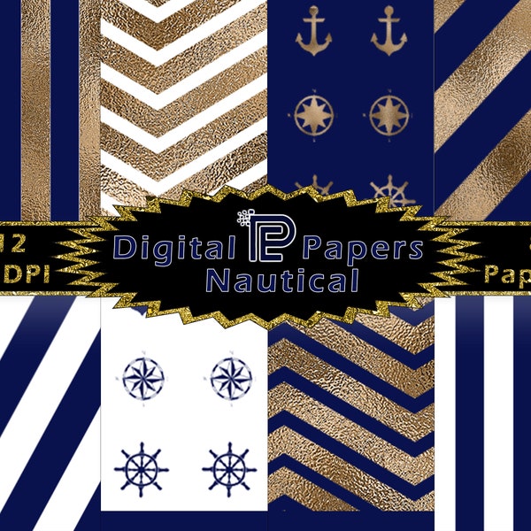 Nautical Digital Paper // Digital Paper // Digital Background // Nautical // JPG // JPEG // Scrapbook Paper // Instant Download