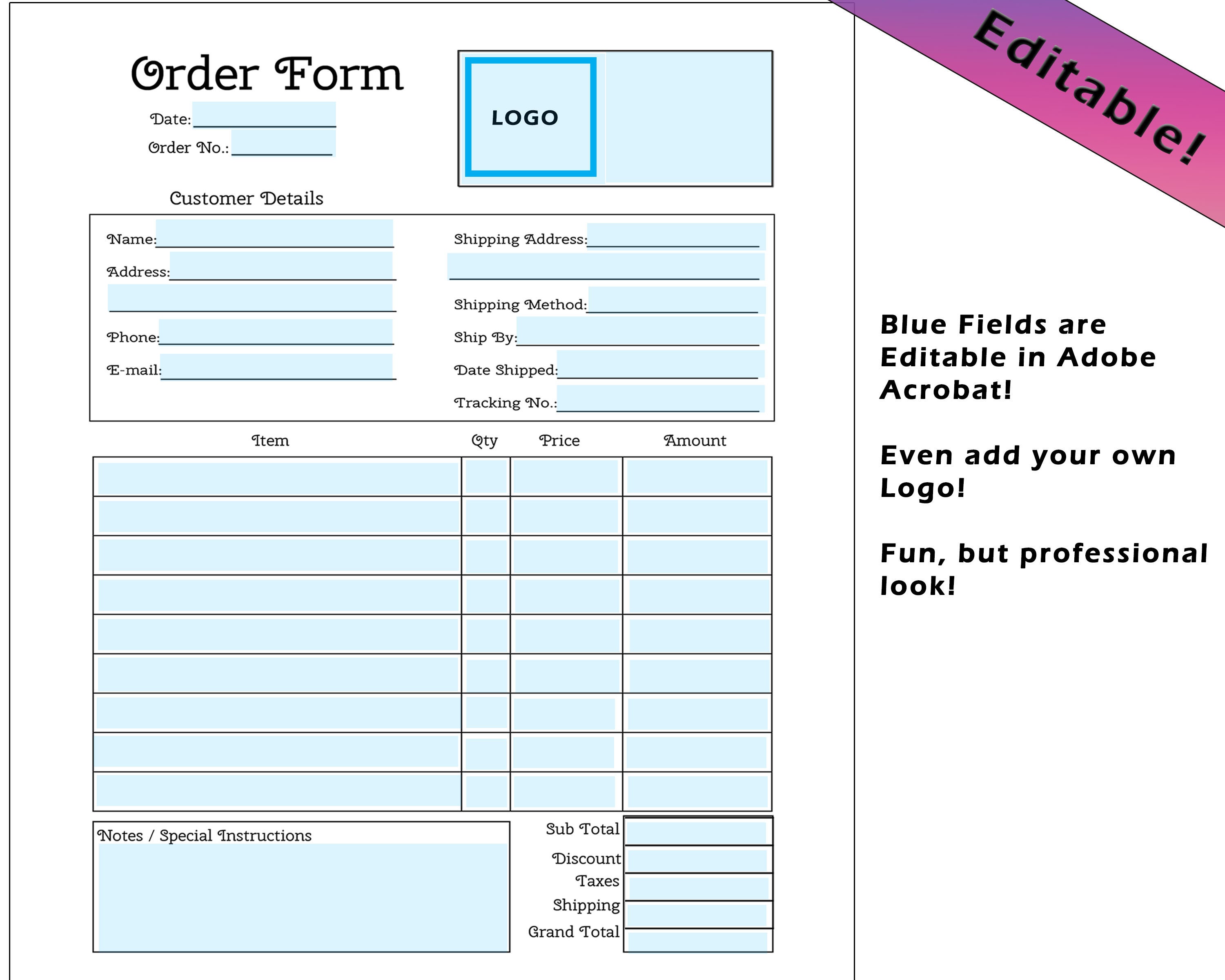 Formulario de pedido imprimible Rastreador de pedidos Etsy España