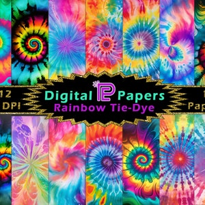 Rainbow Tie Dye Digital Paper // Digital Paper Pack // Digital Background // Rainbow // Tie Dye //Digital Papers