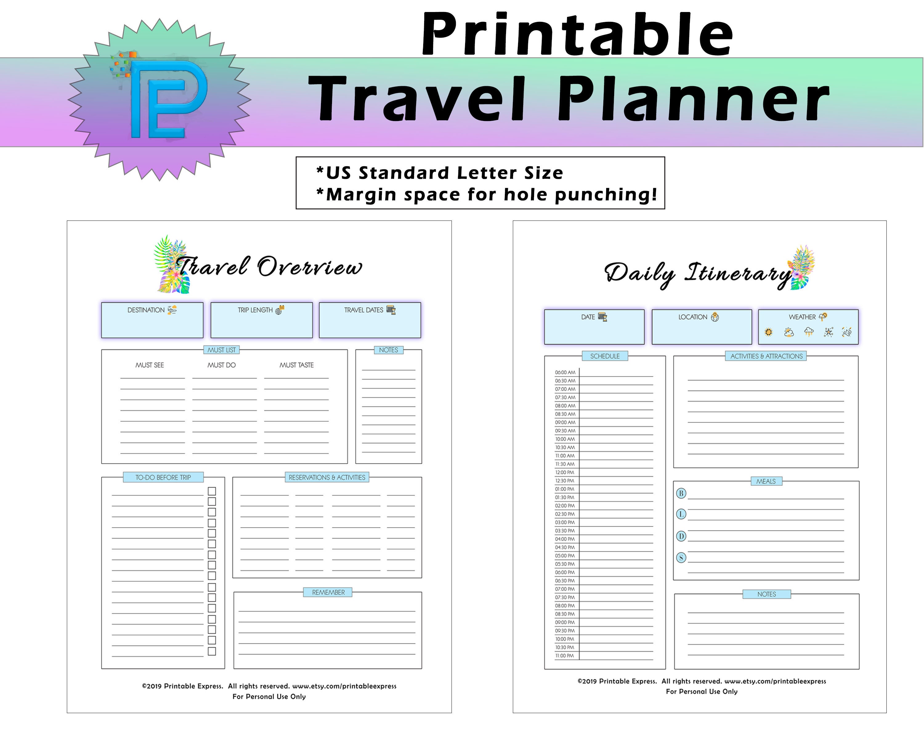 Printable Travel Planner // Trip Planner // Editable Instant - Etsy