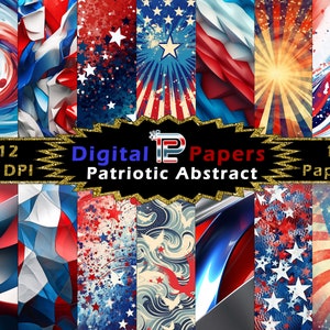 Patriotic Abstract Digital Paper Pack // Digital papers // Americana // Fourth of July // Red, White and Blue