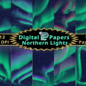 Northern Lights Digital Paper // Digital Papers // Digital Background // Aurora Borealis