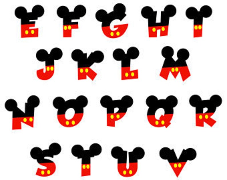 mickey mouse letters with ears and mickey hand birthday etsy