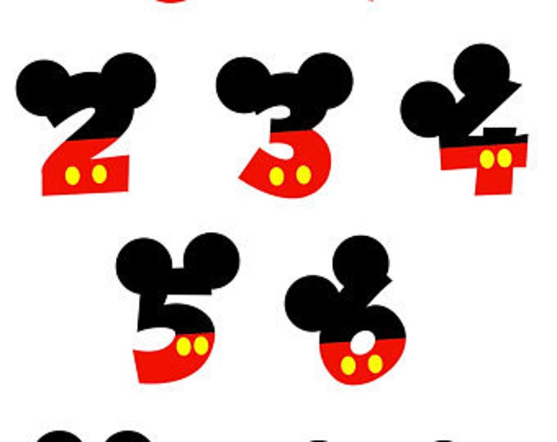 mickey mouse numbers with ears and mickey hand birthday etsy