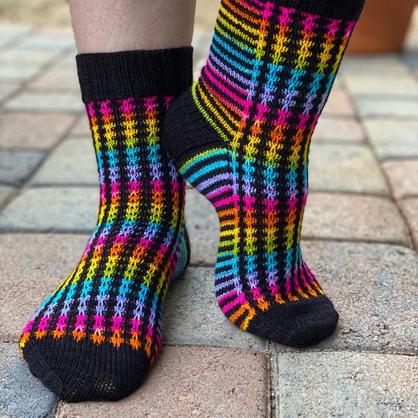 Rainbow Connection Socks by Crazy Sock Lady Designs - PDF PATTERN