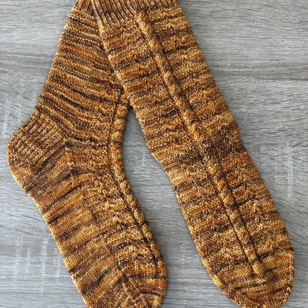 Cable Ridge Sock Knitting Pattern by Crazy Sock Lady Designs, PDF Pattern