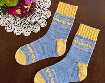 Cottage Hearts Sock Pattern - PDF