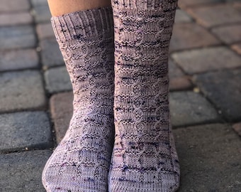 Chuchotements dans les chaussettes de vent, modèle de chaussette par Crazy Sock Lady Designs, modèle de tricot, modèle PDF