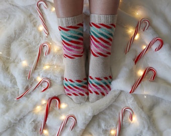 Candy Cane Stripes PDF Sock Pattern by Crazy Sock Lady
