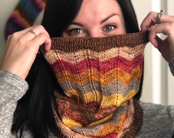 Round and Round Cowl PDF Knitting Pattern by Crazy Sock Lady designs
