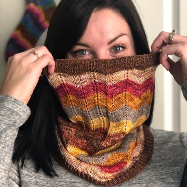 Round and Round Cowl PDF Knitting Pattern by Crazy Sock Lady designs