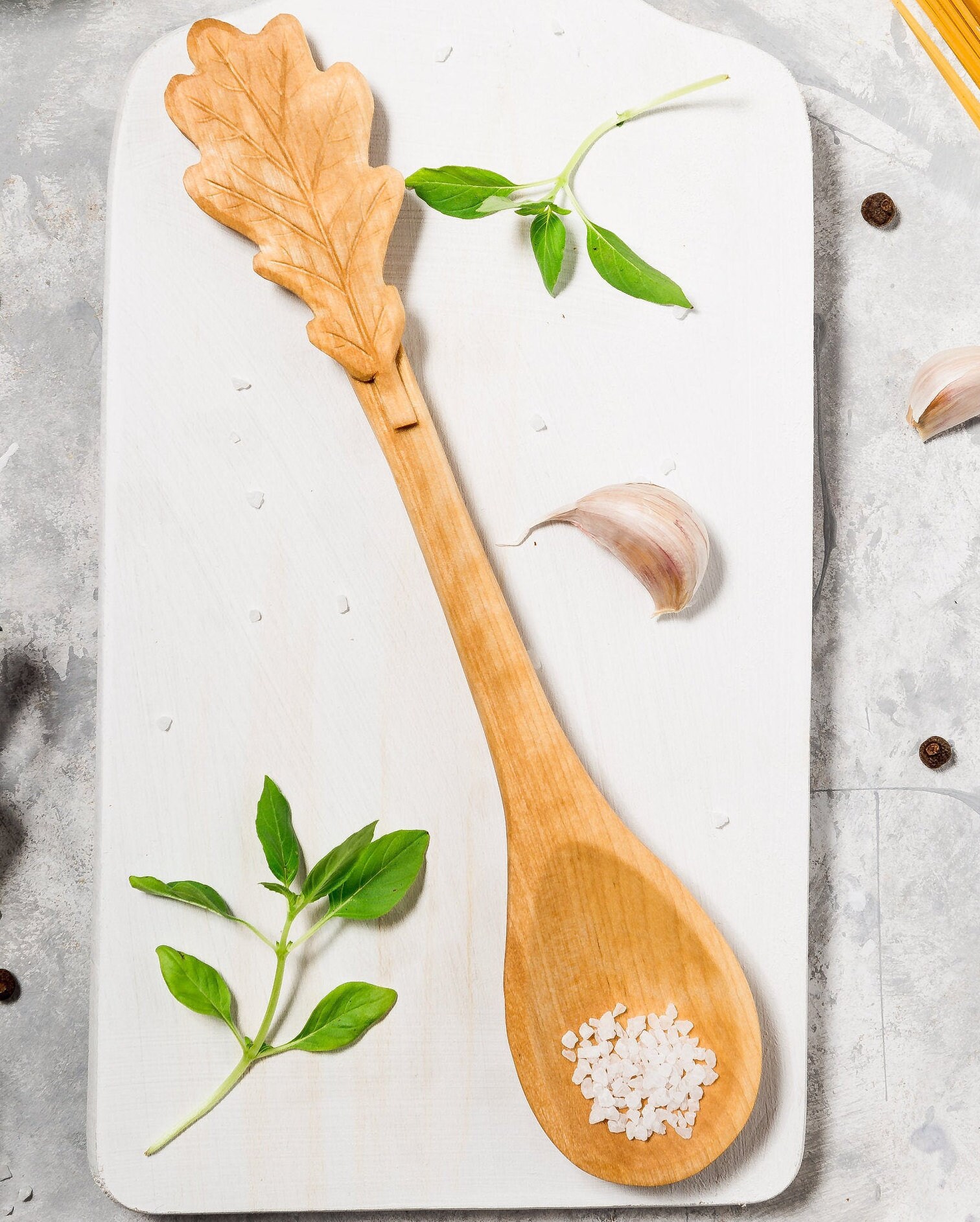 Hand Carved Oak Leaf Shaped Wooden Spoon of Birch Kitchen Etsy UK