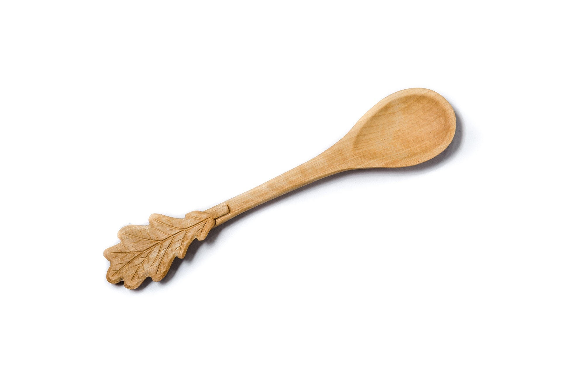 Hand Carved Oak Leaf Shaped Wooden Spoon of Birch Kitchen Etsy UK
