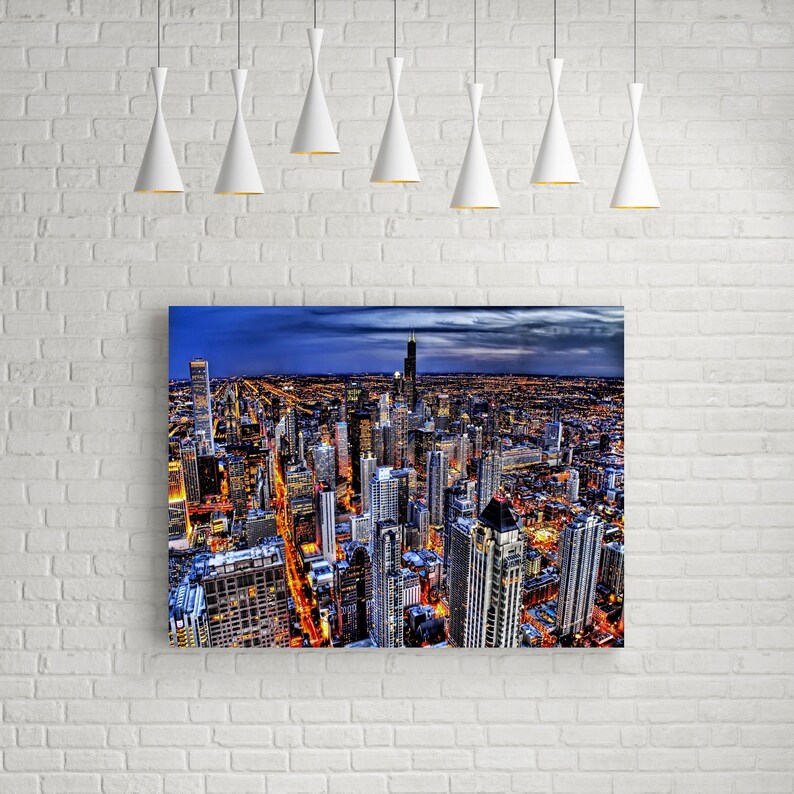 Chicago Skyline Canvas Wall Art Etsy