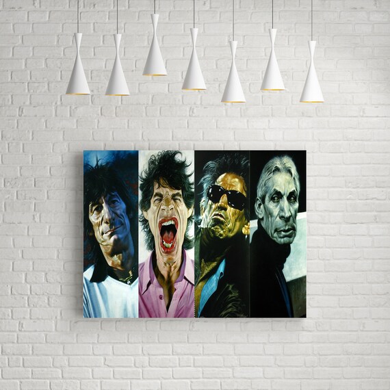 The Rolling Stone Members Funny Canvas Wall Art Etsy