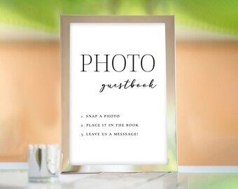 Libro degli ospiti moderno con foto di matrimonio (download digitale)