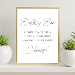 Bubbly Bar Sign, Bridal Shower Bubbly Bar, Bubbly Bar, Bridal Shower Sign, Printable, Bachelorette Signs, Bar Signage, Shower Bar