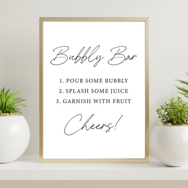 Bubbly Bar Sign, Bridal Shower Bubbly Bar, Bubbly Bar, Bridal Shower Sign, Printable, Bachelorette Signs, Bar Signage, Shower Bar