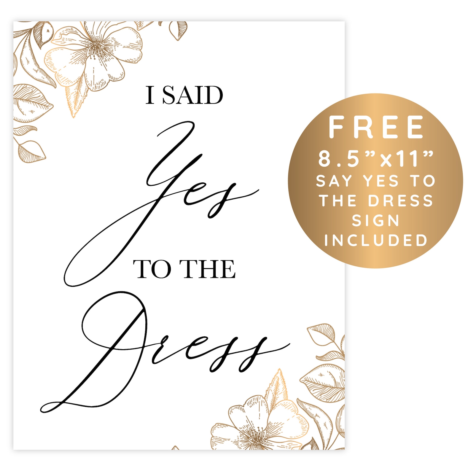 Say Yes to the Dress Signs Printable Set I Said Yes to the Etsy UK