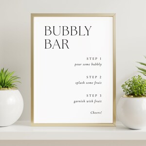 Bubbly Modern Bar Sign, Bridal Shower Bubbly Bar, Bridal Shower Sign, Printable, Bachelorette Signs, Bar Signage, Shower Bar