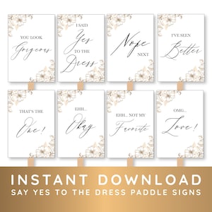 Say Yes To The Dress Signs, Printable Set, I Said Yes To The Dress Sign, Wedding Dress Shopping, Bridal Dress Shopping, Gold Wedding